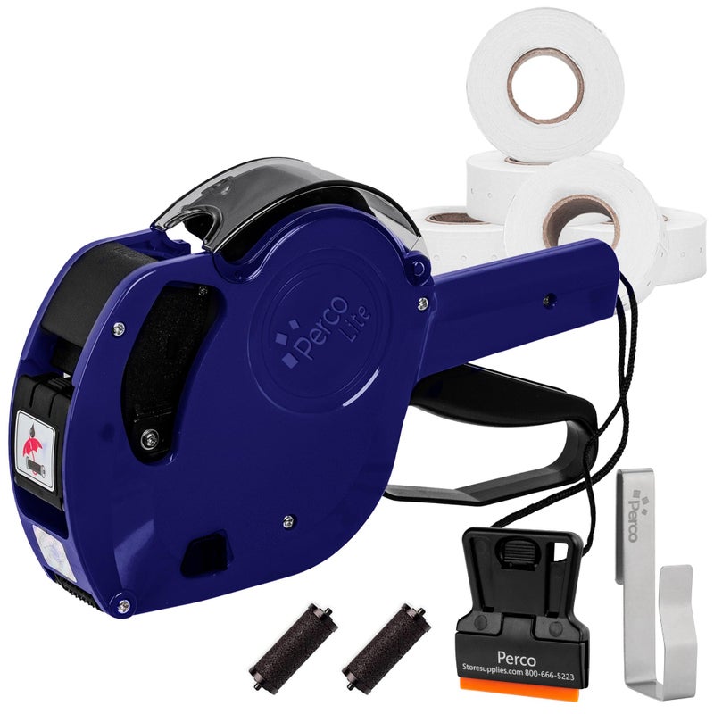 Perco Lite 1 Line Price Gun with Price-Marking Labels Kit â€” Includes 5,000 Blank White Labels, 1 Gun Clip, 2 Ink Rollers â€” 1 Ink Roll & Labels Preloaded â€” Ideal for Retail Pricing, Inventory, and More - Image 1